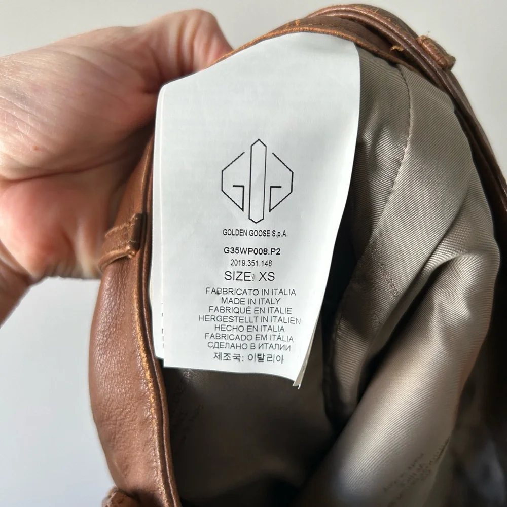 Golden Goose brown genuine leather slim leg pants - Picture 6 of 7